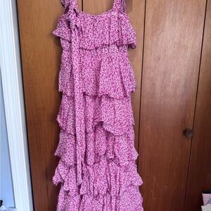 Show Me Your MuMu Pink Floral Tiered Ruffle Maxi Dress